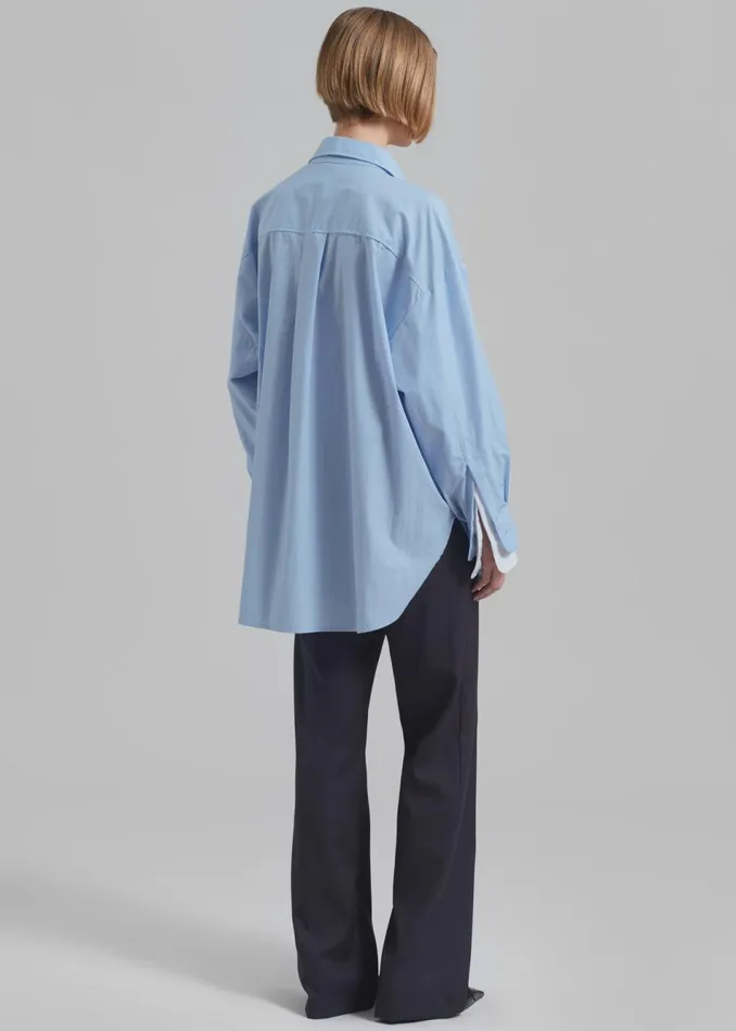 Women The Frankie Shop Tops Jacqueline Button Up Shirt Sky