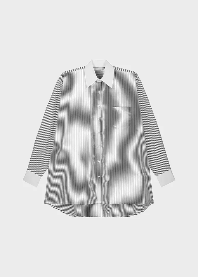Women The Frankie Shop Tops Jany TieNeck Shirt Black Stripe