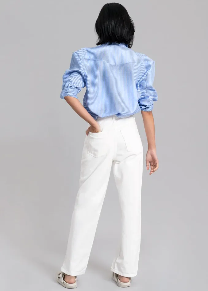 Women The Frankie Shop Tops Jeanne Padded Shirt White Stripe