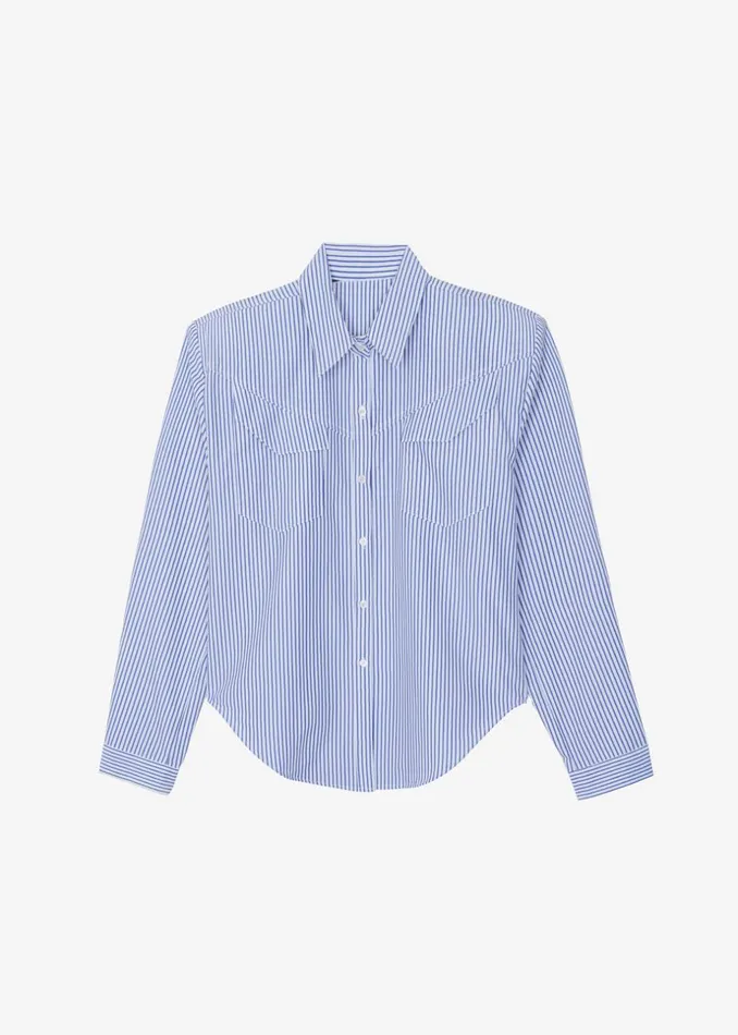 Women The Frankie Shop Tops Jeanne Padded Shirt White Stripe