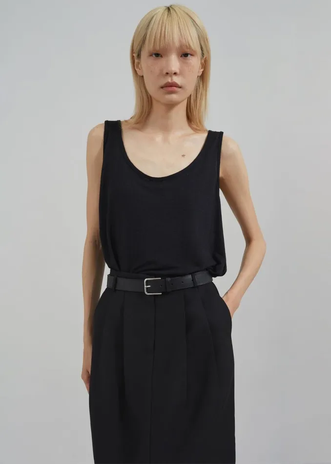 Women The Frankie Shop Tops Josie Scoop Neck Tank Top Black