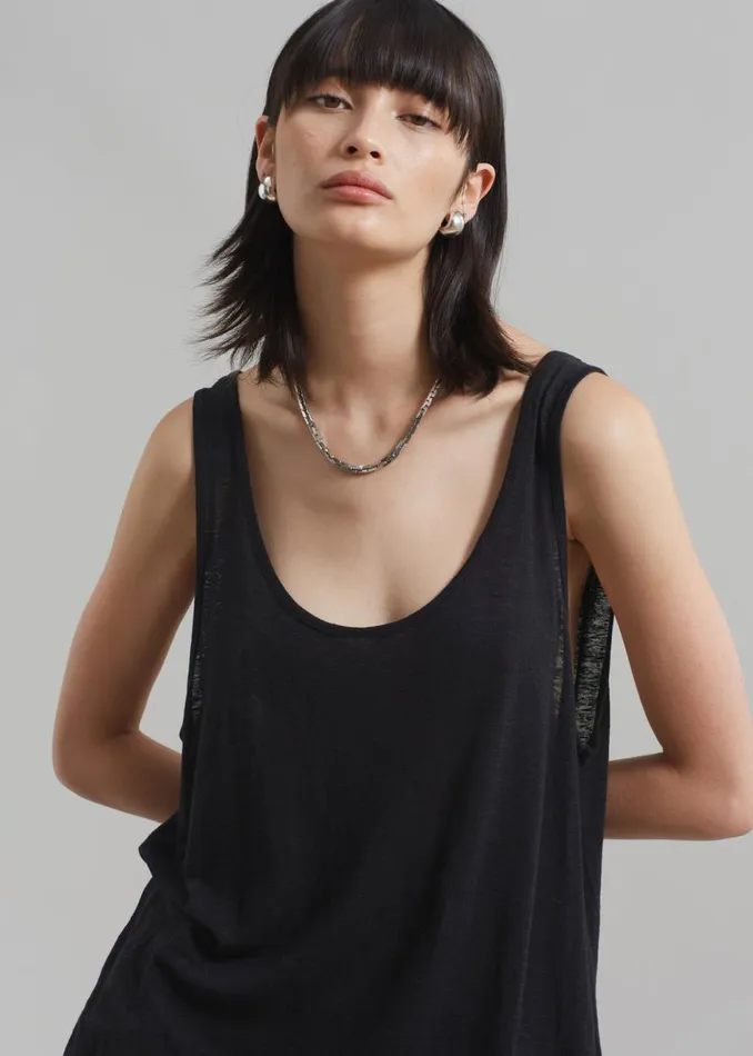 Women The Frankie Shop Tops Josie Scoop Neck Tank Top Black