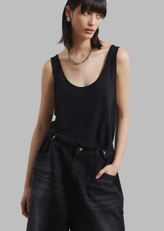 Women The Frankie Shop Tops Josie Scoop Neck Tank Top Black