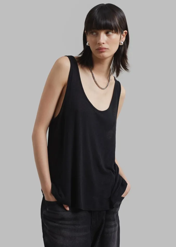 Women The Frankie Shop Tops Josie Scoop Neck Tank Top Black