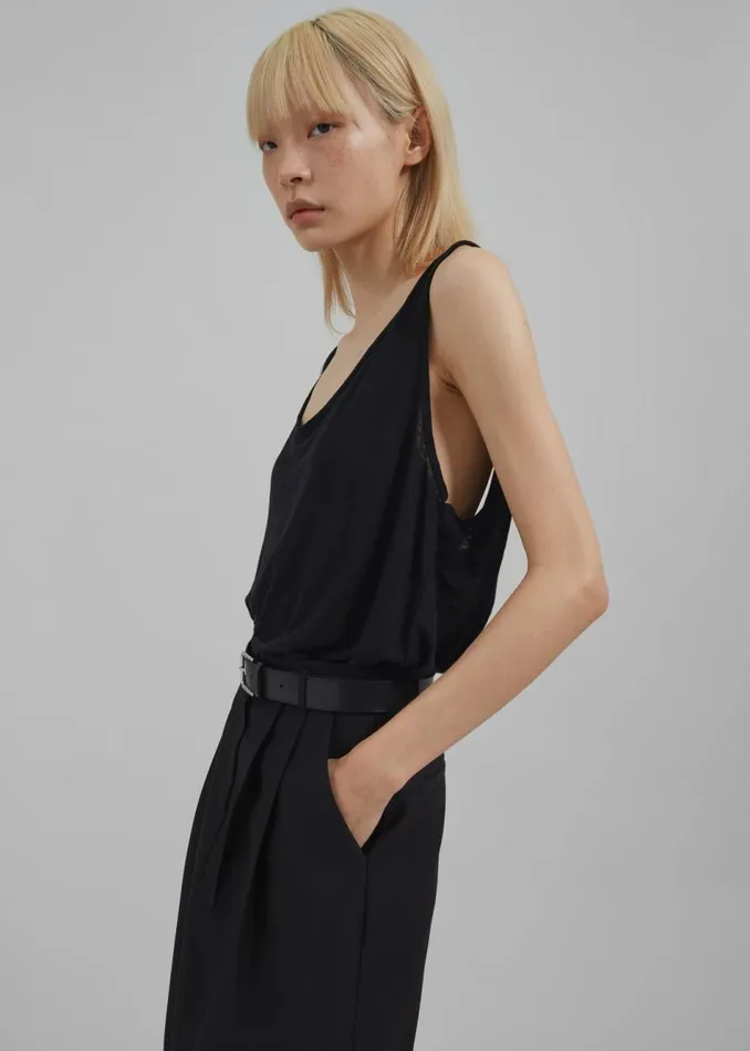 Women The Frankie Shop Tops Josie Scoop Neck Tank Top Black