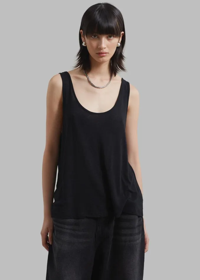 Women The Frankie Shop Tops Josie Scoop Neck Tank Top Black