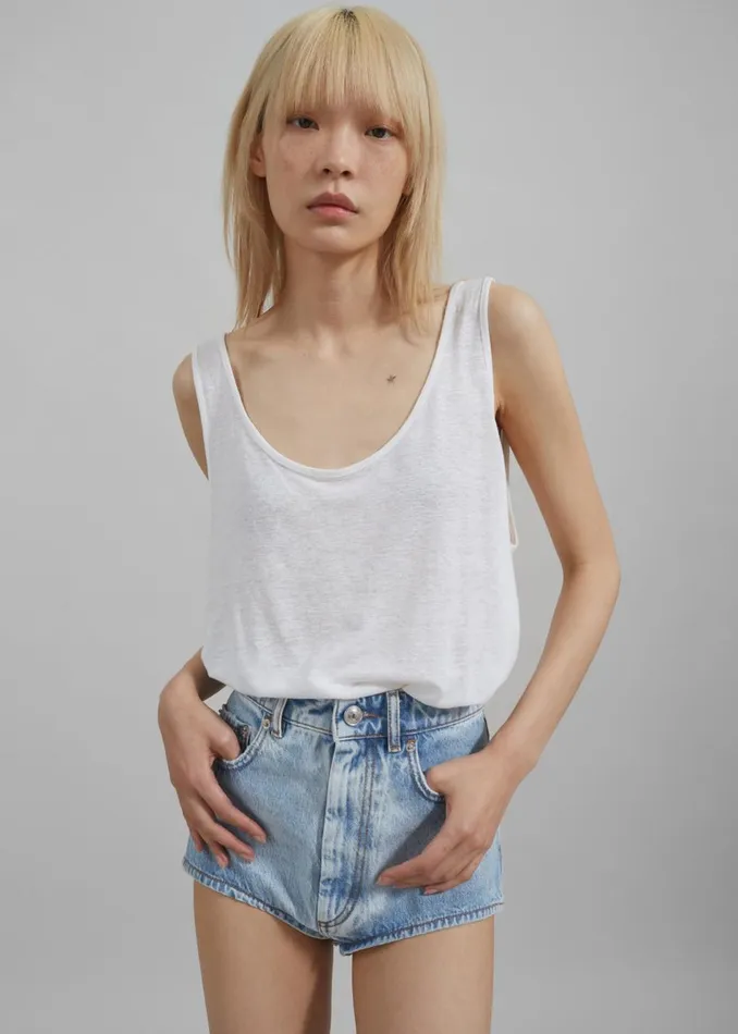 Women The Frankie Shop Tops Josie Scoop Neck Tank Top White