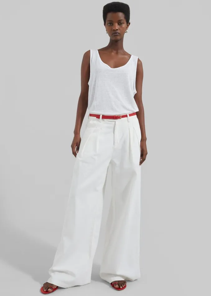 Women The Frankie Shop Tops Josie Scoop Neck Tank Top White