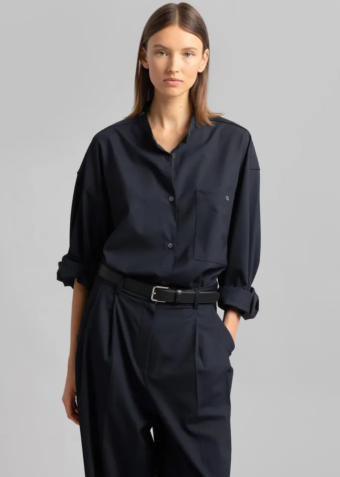 Women The Frankie Shop Tops Jour Shirt Deep Navy