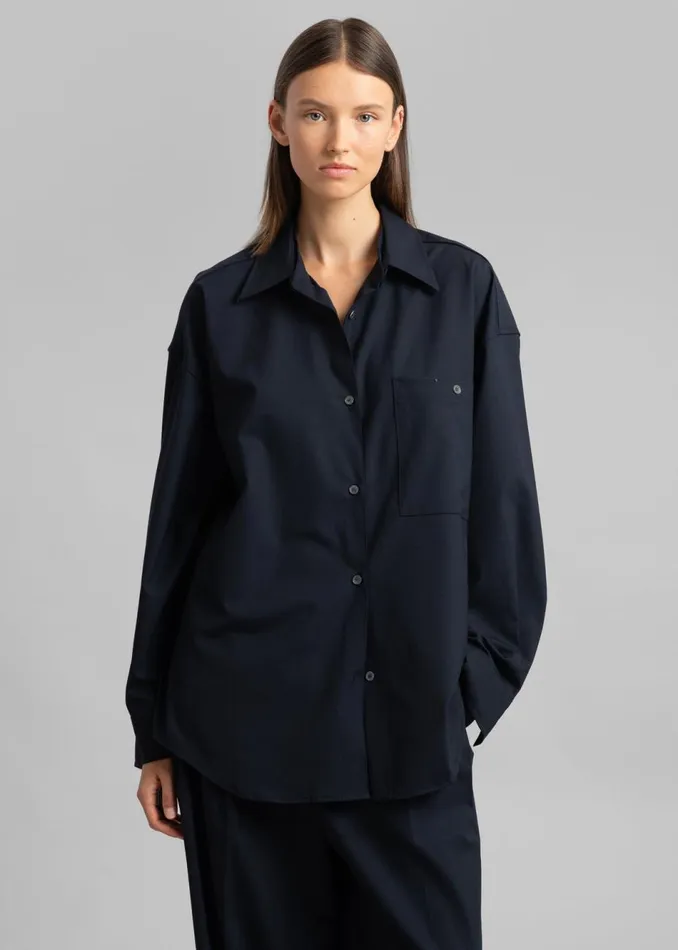 Women The Frankie Shop Tops Jour Shirt Deep Navy