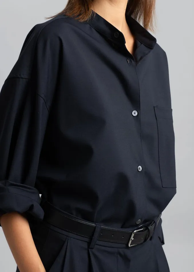 Women The Frankie Shop Tops Jour Shirt Deep Navy