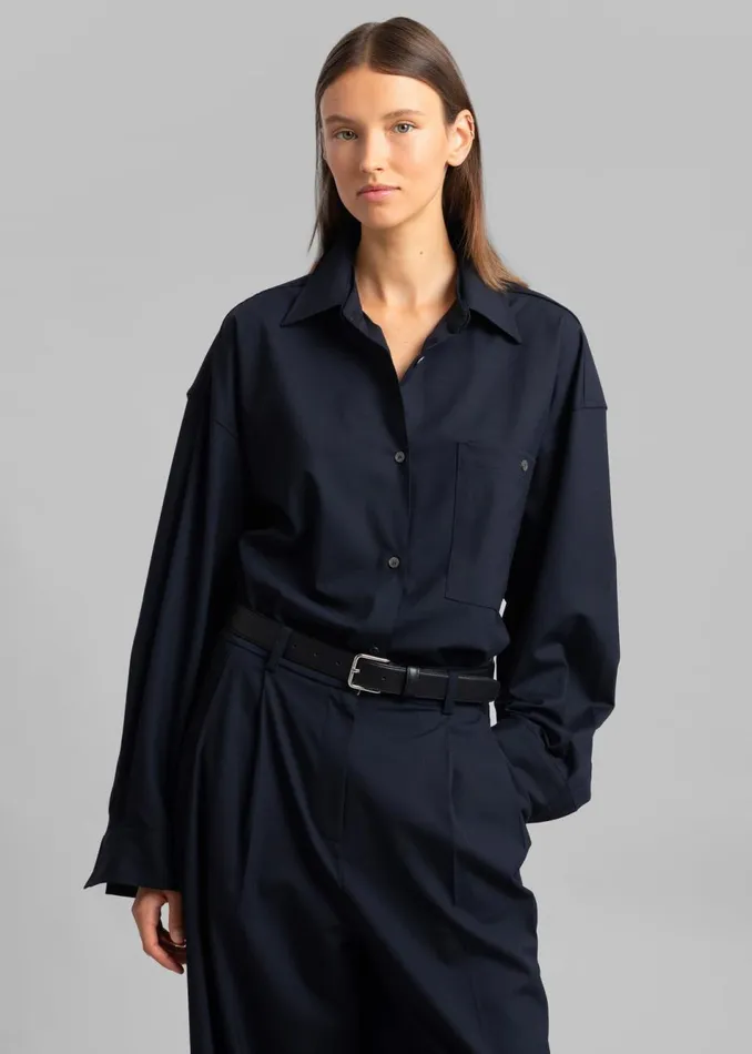 Women The Frankie Shop Tops Jour Shirt Deep Navy