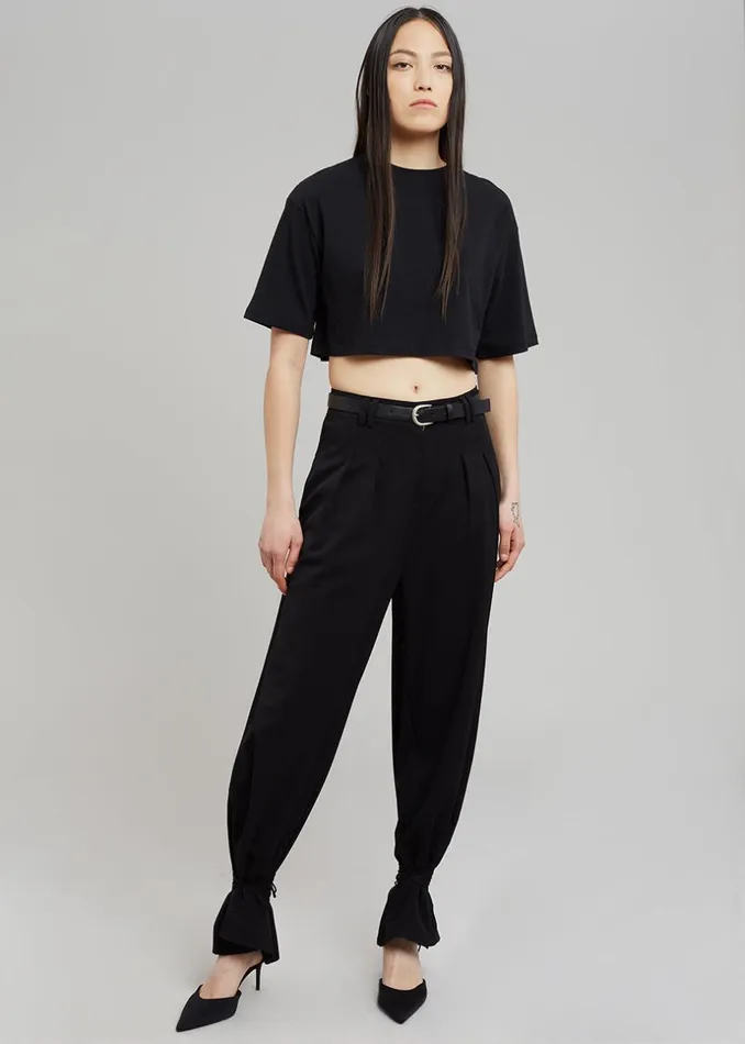 Women The Frankie Shop Tops Karina Cropped TShirt Black