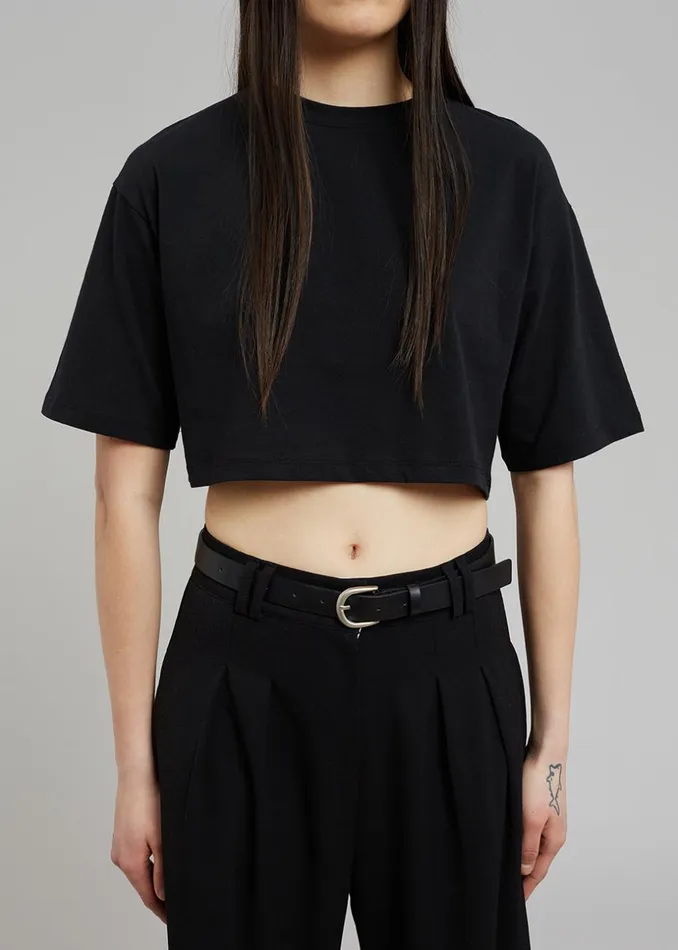 Women The Frankie Shop Tops Karina Cropped TShirt Black