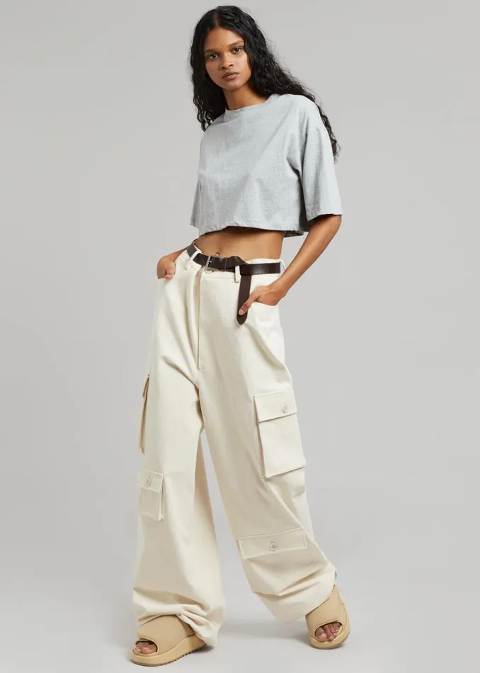 Women The Frankie Shop Tops Karina Cropped TShirt Heather Grey