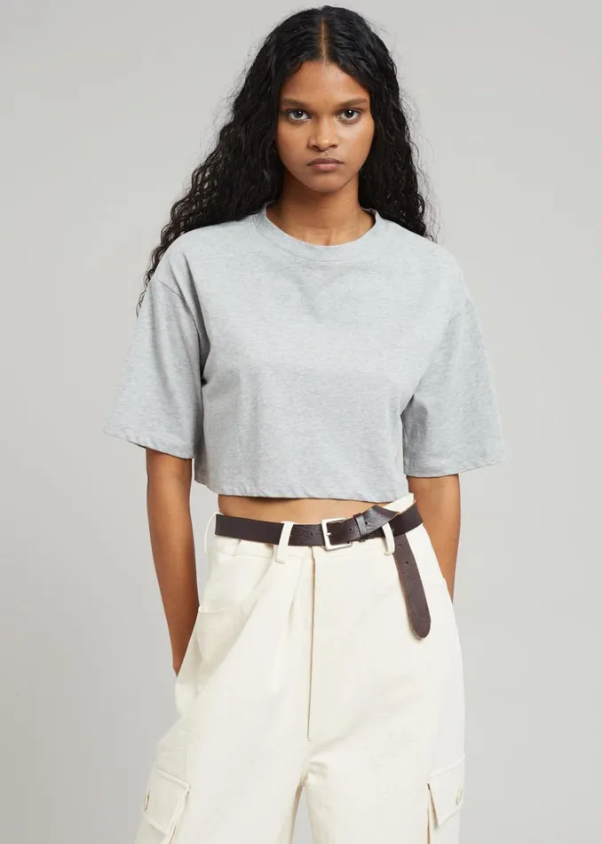 Women The Frankie Shop Tops Karina Cropped TShirt Heather Grey