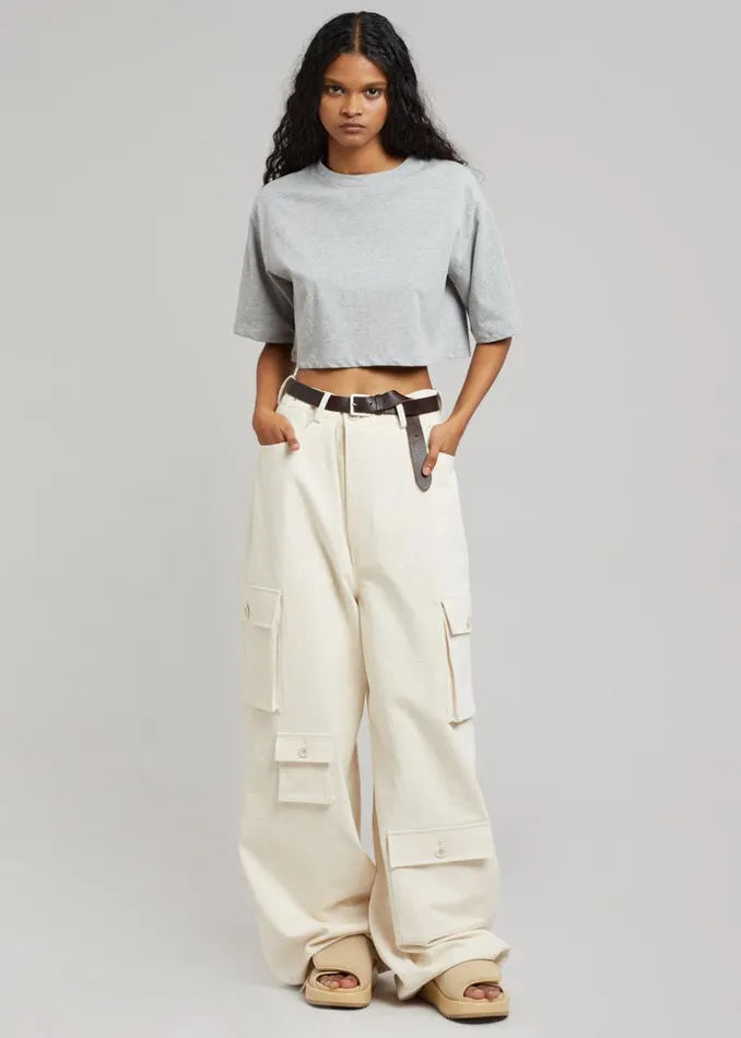 Women The Frankie Shop Tops Karina Cropped TShirt Heather Grey