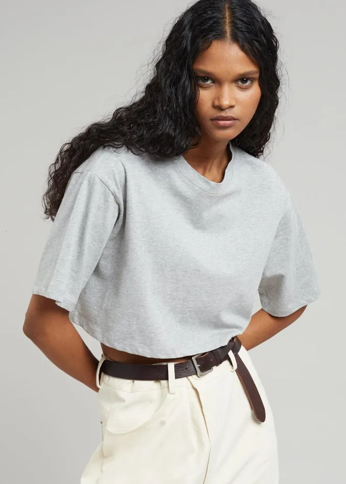 Women The Frankie Shop Tops Karina Cropped TShirt Heather Grey