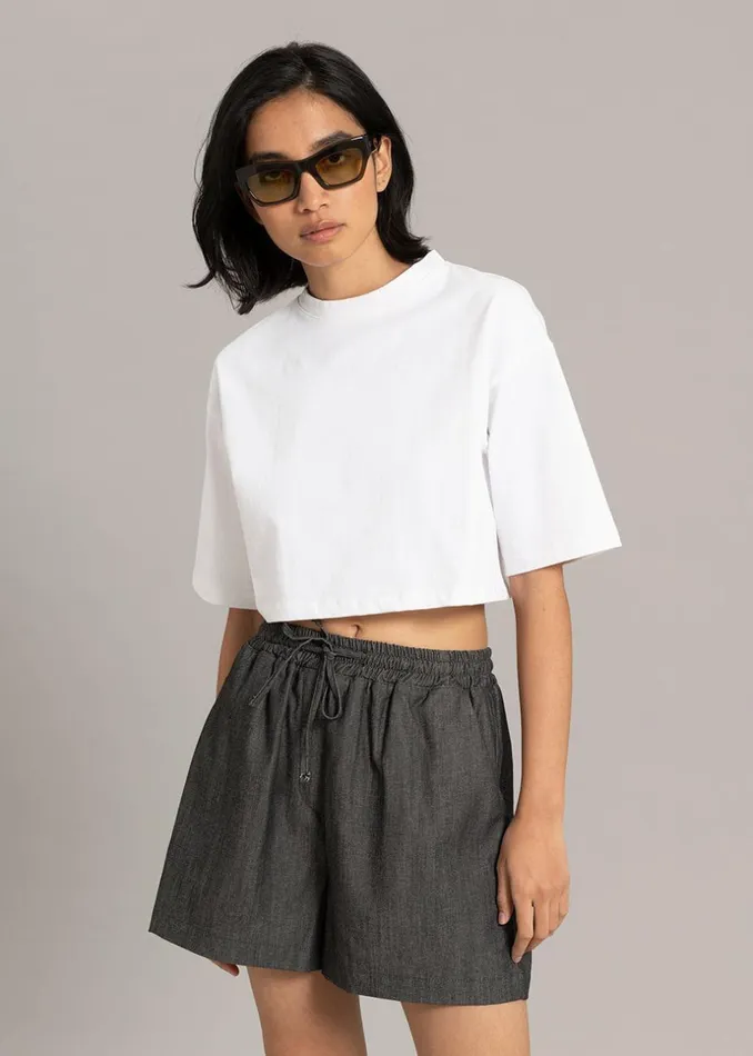 Women The Frankie Shop Tops Karina Cropped TShirt White