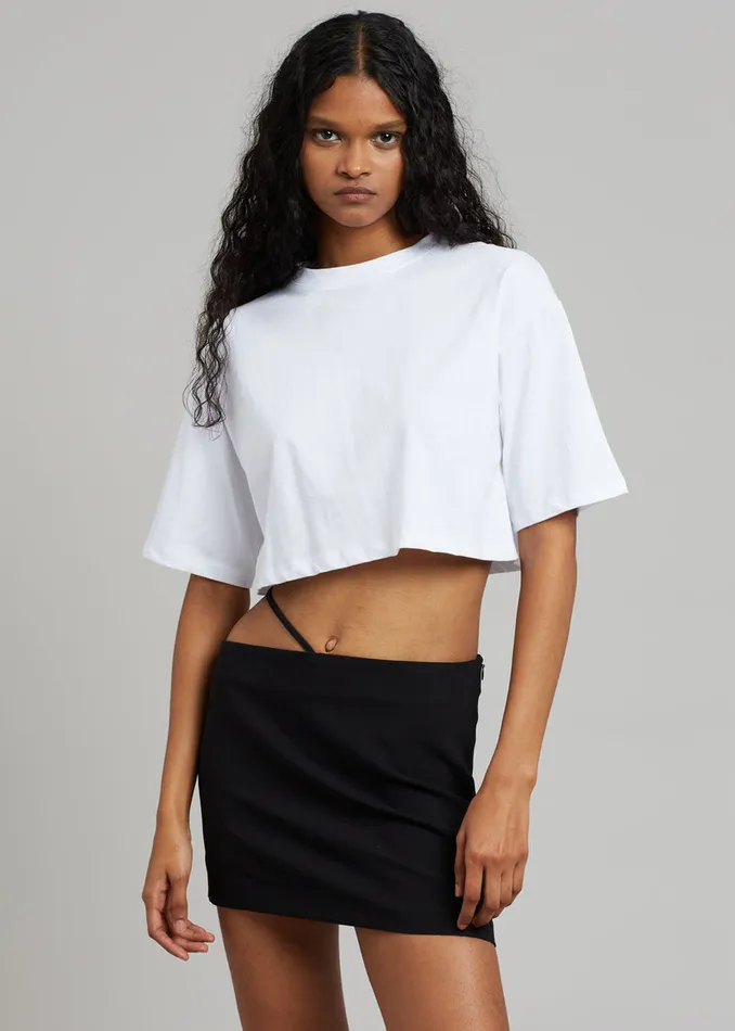Women The Frankie Shop Tops Karina Cropped TShirt White