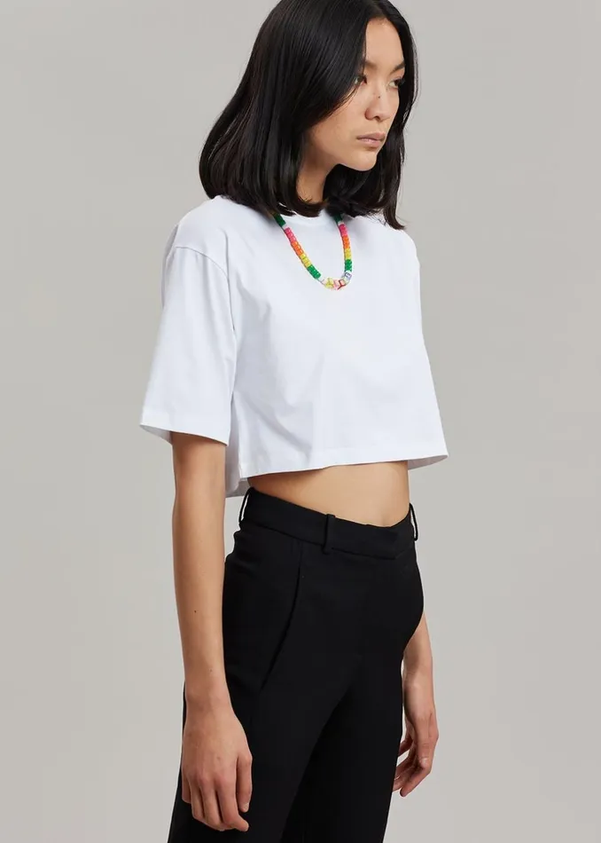 Women The Frankie Shop Tops Karina Cropped TShirt White