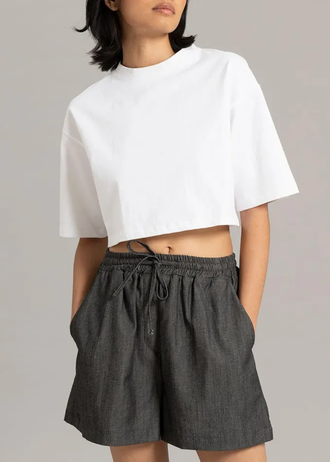 Women The Frankie Shop Tops Karina Cropped TShirt White