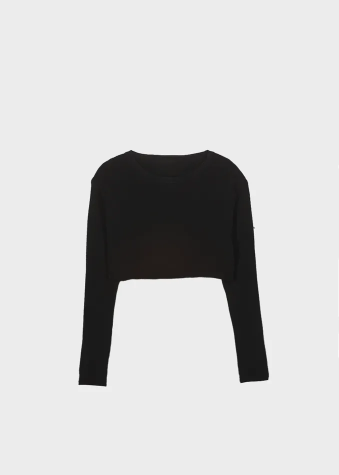 Women The Frankie Shop Tops Kaz Cropped Knit Top Black
