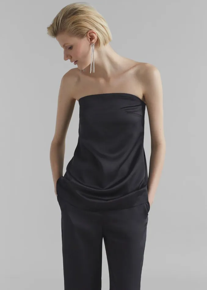 Women The Frankie Shop Tops Kit Satin Strapless Top Black