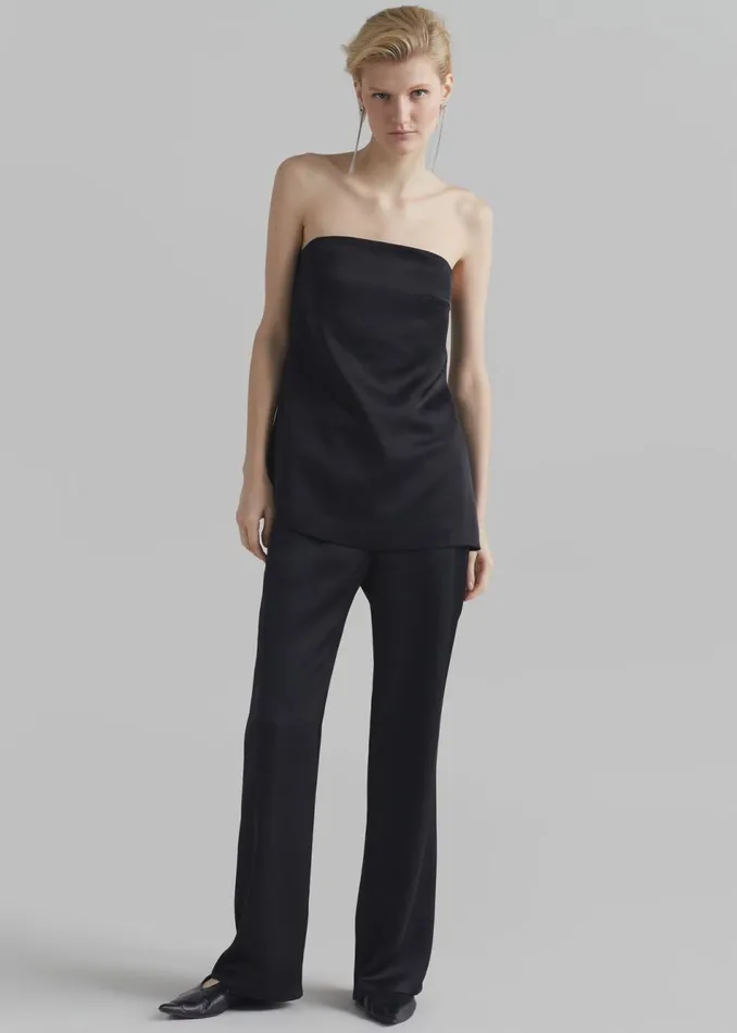 Women The Frankie Shop Tops Kit Satin Strapless Top Black