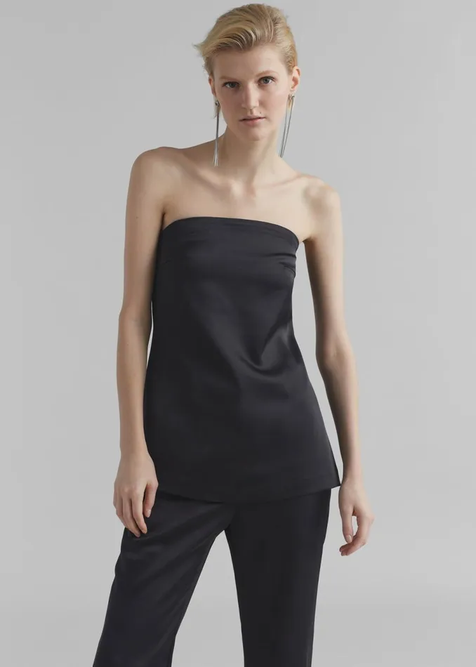 Women The Frankie Shop Tops Kit Satin Strapless Top Black