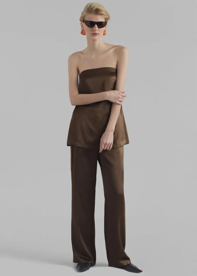 Women The Frankie Shop Tops Kit Satin Strapless Top Brown
