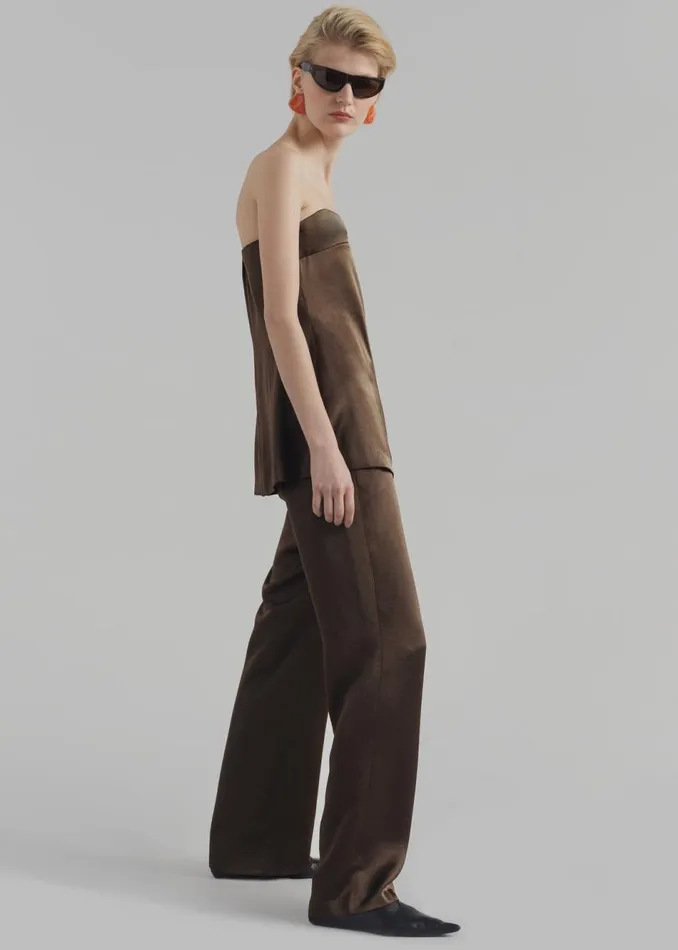 Women The Frankie Shop Tops Kit Satin Strapless Top Brown