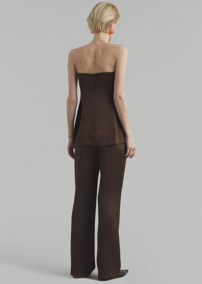 Women The Frankie Shop Tops Kit Satin Strapless Top Brown