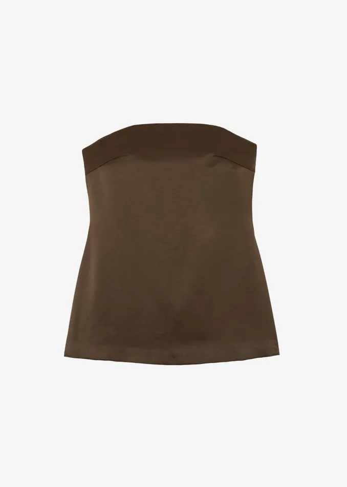 Women The Frankie Shop Tops Kit Satin Strapless Top Brown