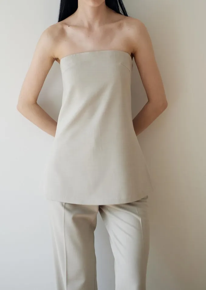 Women The Frankie Shop Tops Kit Strapless Top Beige
