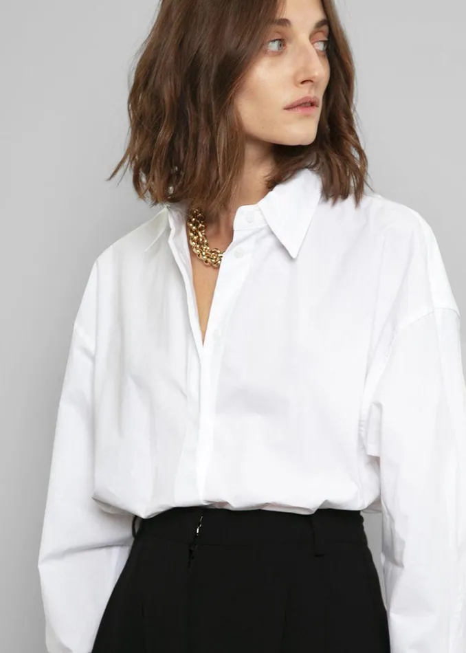 Women The Frankie Shop Tops Lakely Oversized Button Down Shirt White