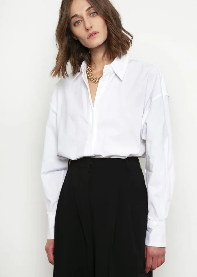 Women The Frankie Shop Tops Lakely Oversized Button Down Shirt White