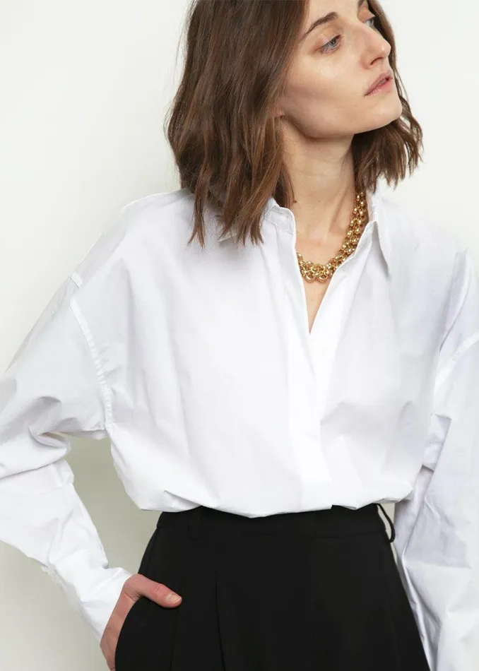 Women The Frankie Shop Tops Lakely Oversized Button Down Shirt White