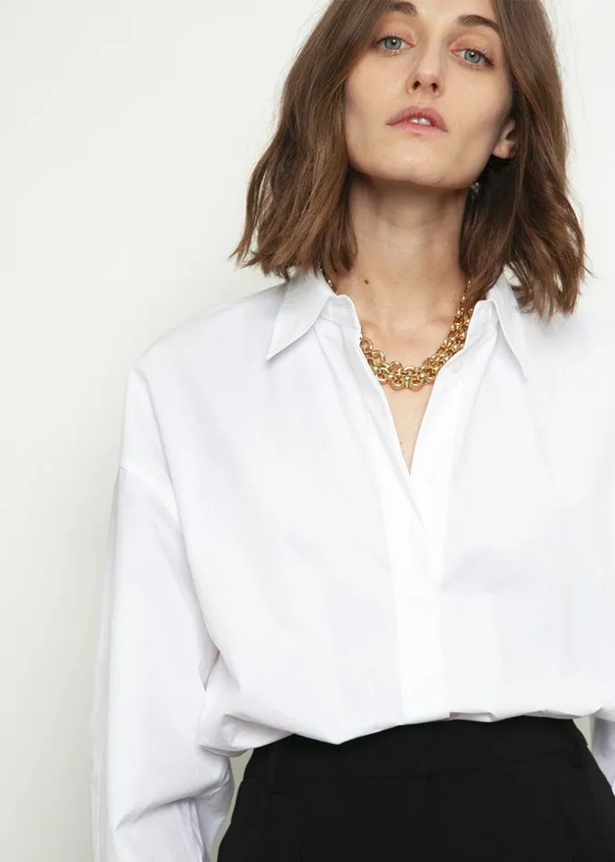 Women The Frankie Shop Tops Lakely Oversized Button Down Shirt White