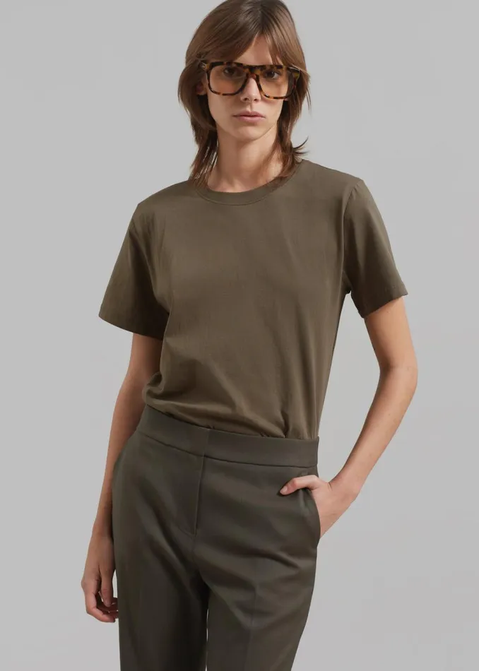 Women The Frankie Shop Tops Lany Padded Tee Olive