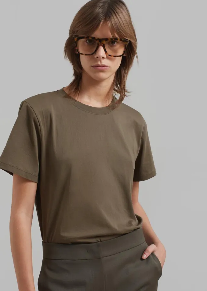 Women The Frankie Shop Tops Lany Padded Tee Olive