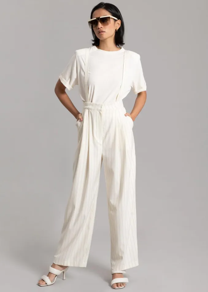Women The Frankie Shop Tops Lena Padded Shoulder Tee Cream