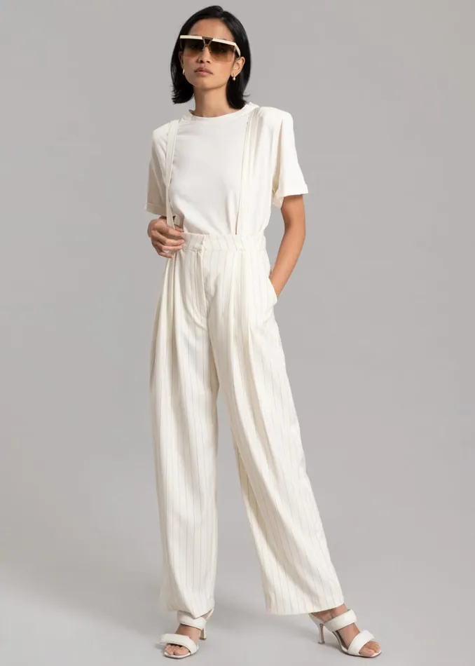 Women The Frankie Shop Tops Lena Padded Shoulder Tee Cream