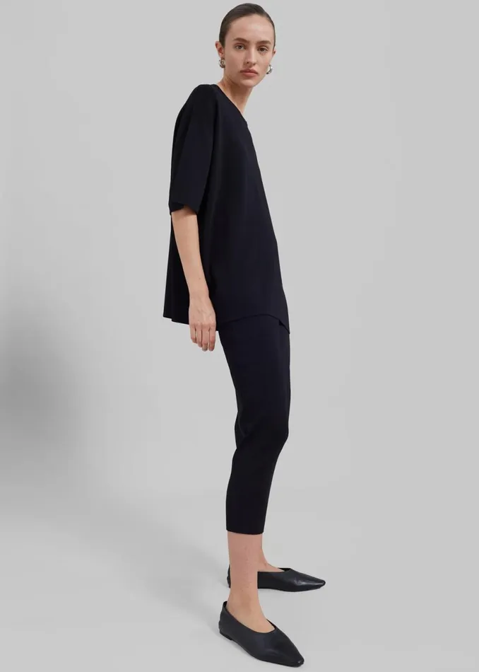 Women The Frankie Shop Tops Lenny Knit Boxy Tee Black