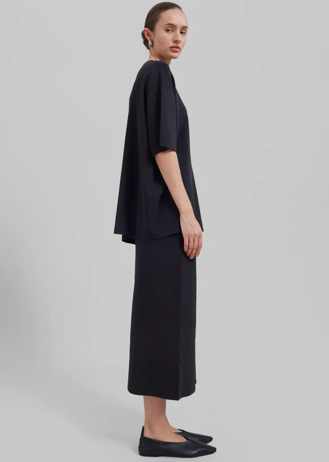 Women The Frankie Shop Tops Lenny Knit Boxy Tee Black