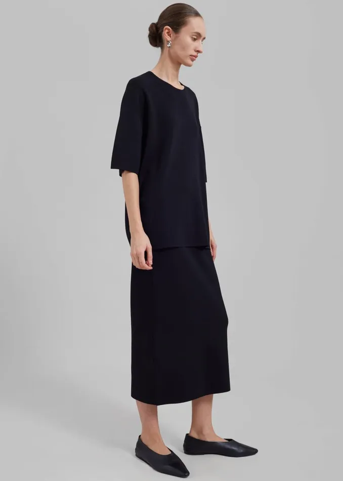 Women The Frankie Shop Tops Lenny Knit Boxy Tee Black