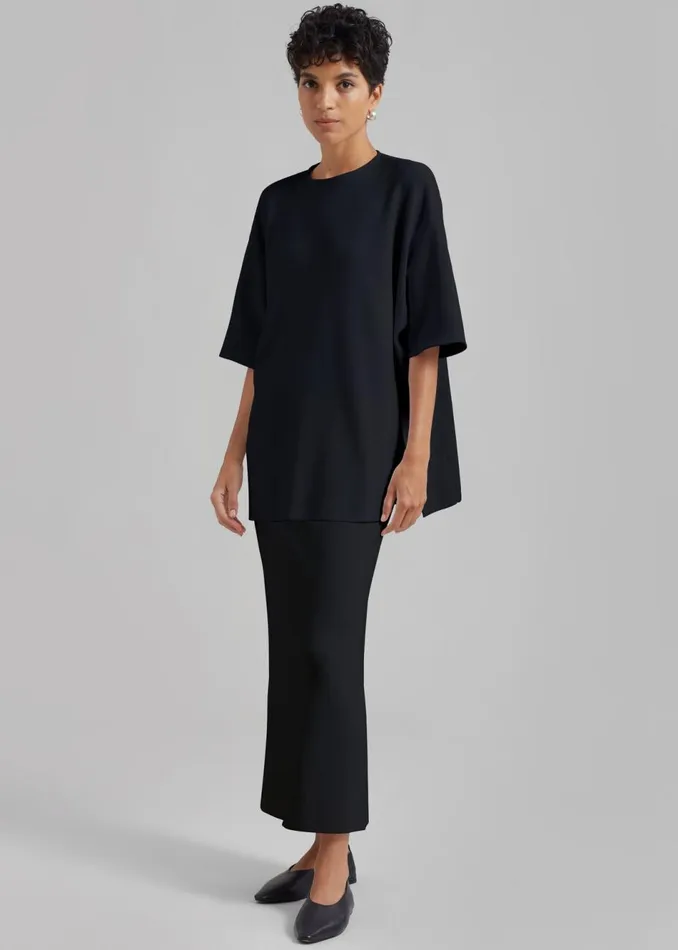 Women The Frankie Shop Tops Lenny Knit Boxy Tee Black