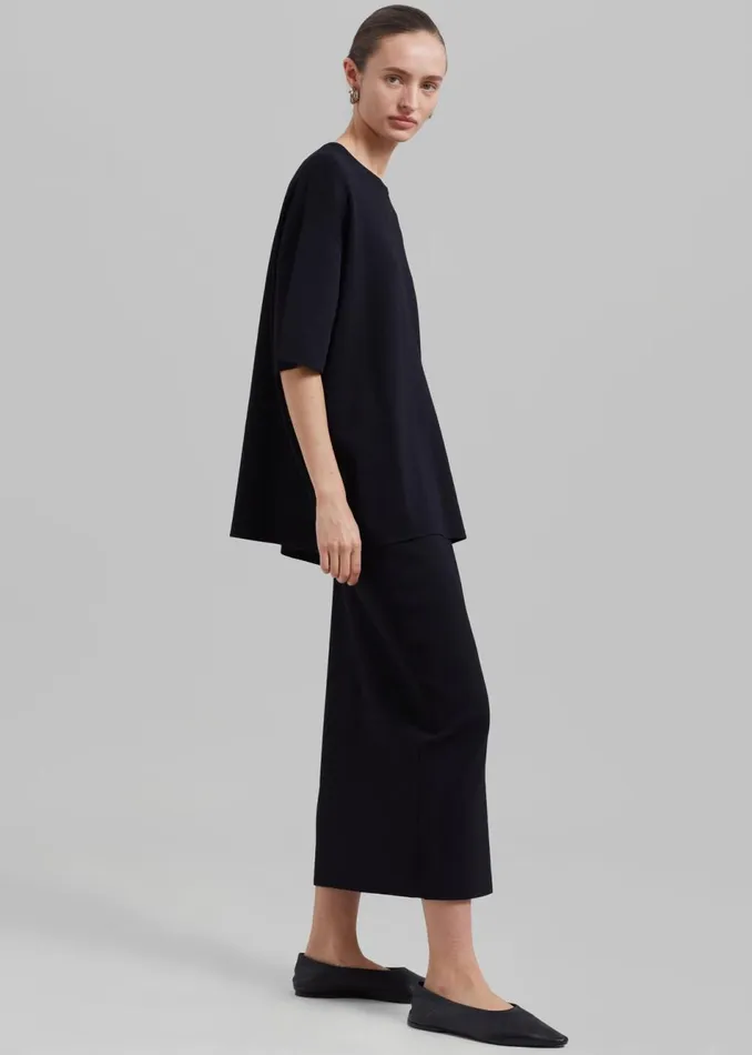 Women The Frankie Shop Tops Lenny Knit Boxy Tee Black