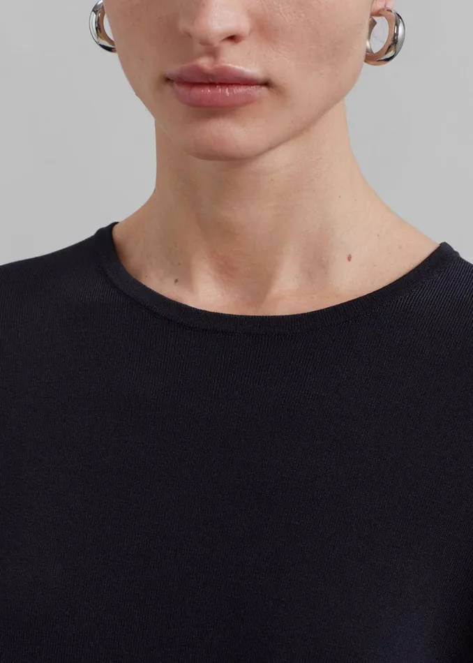 Women The Frankie Shop Tops Lenny Knit Boxy Tee Black