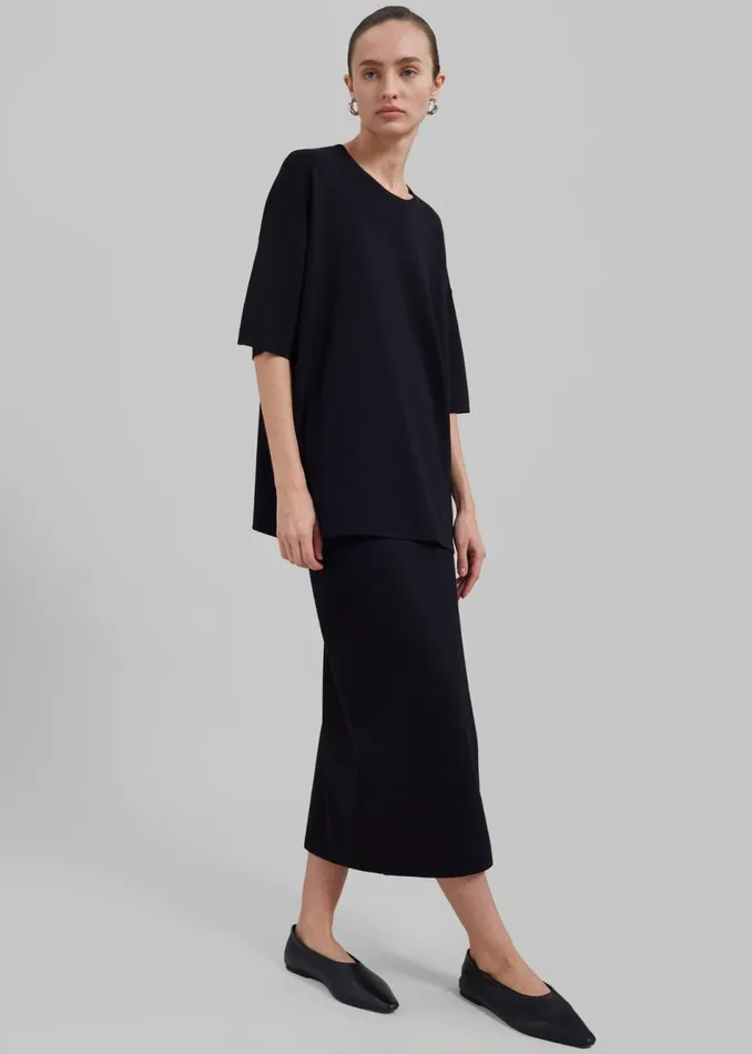 Women The Frankie Shop Tops Lenny Knit Boxy Tee Black